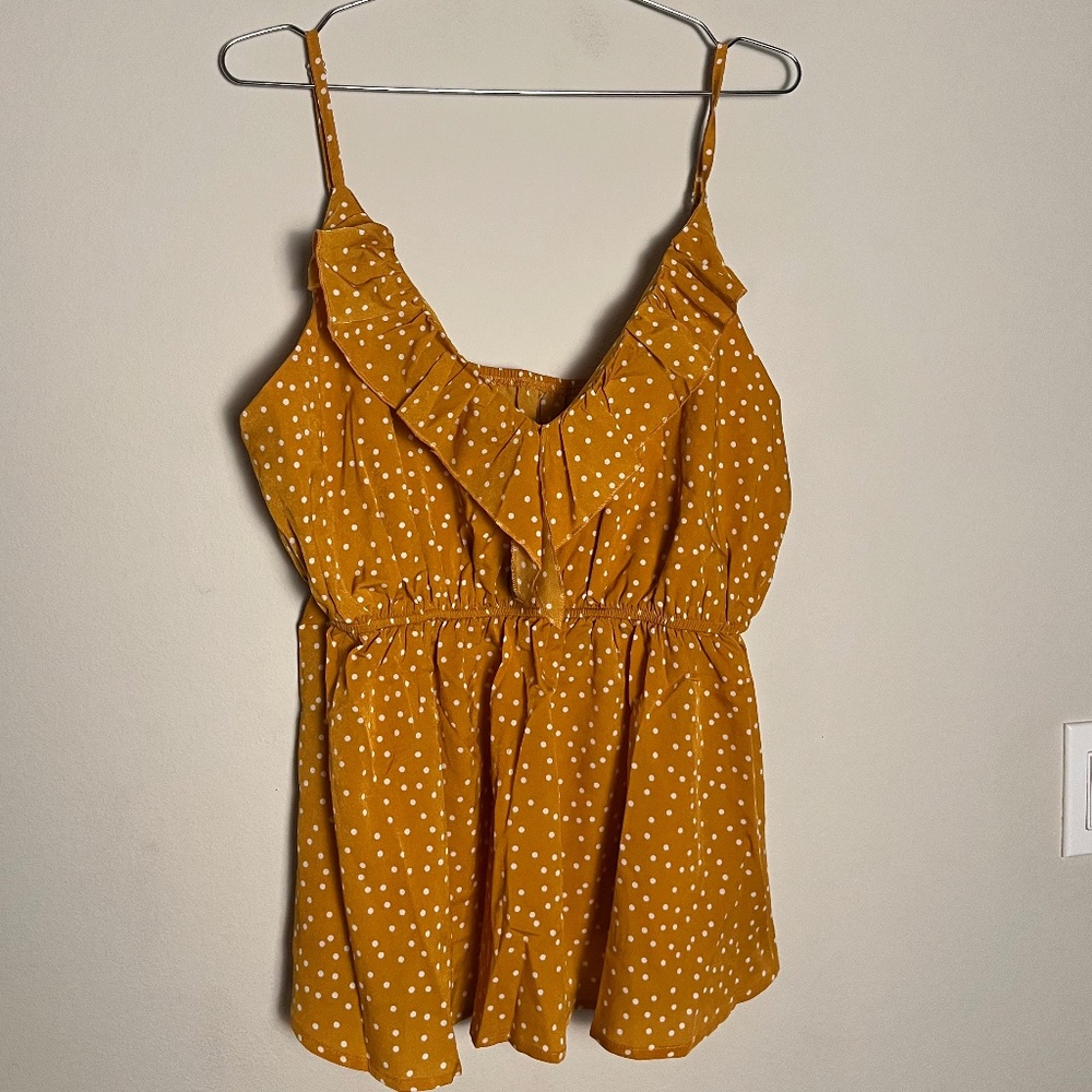 Yellow polka dot blouse